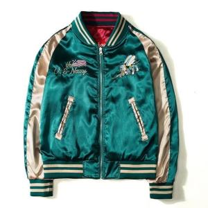 Quality Embroidered Reversible Bomber Jacket Satin Baseball College For Men wholesale