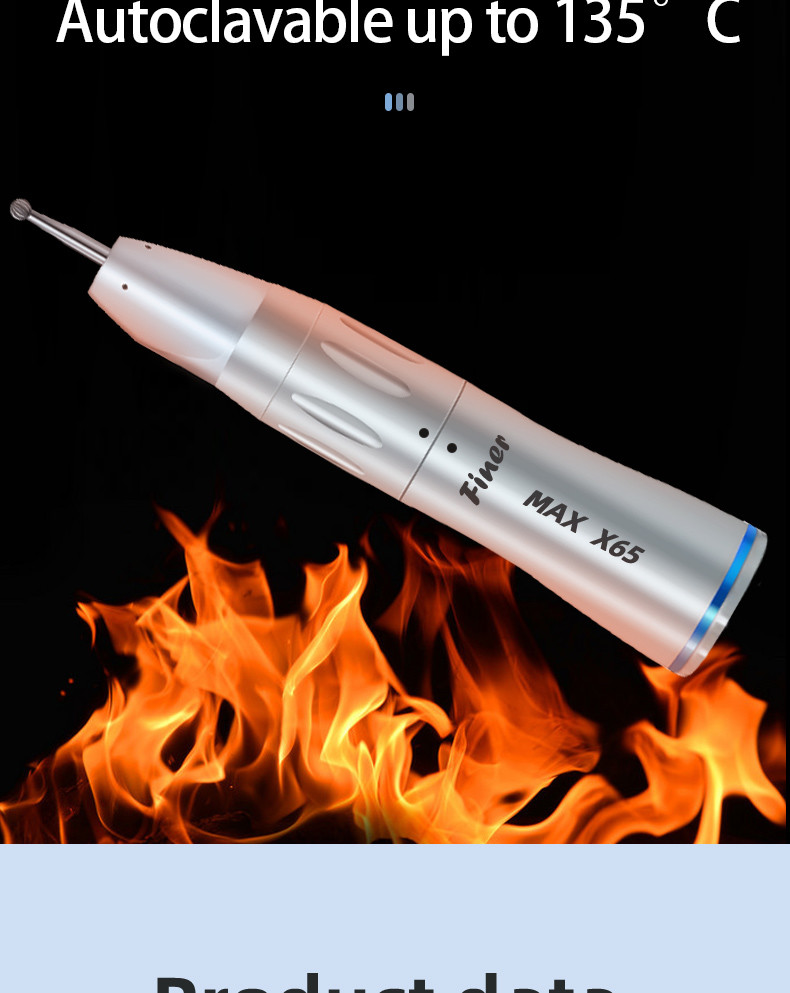 Stainless Steel Dental Straight Nose Cone Handpiece Unit 25000RPM With Inner Water Spray