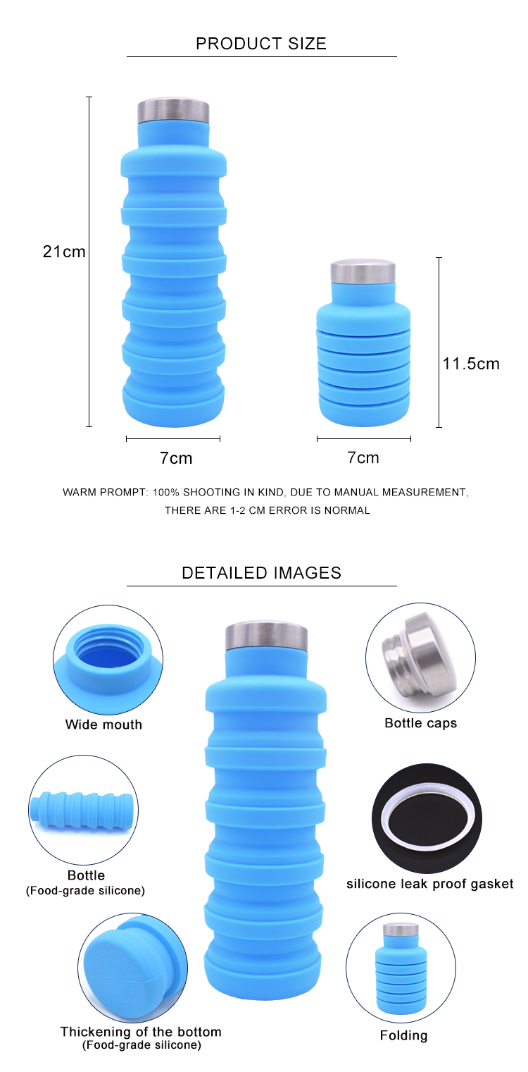 BPA Free Reusable Silicone Folding Water Bottle