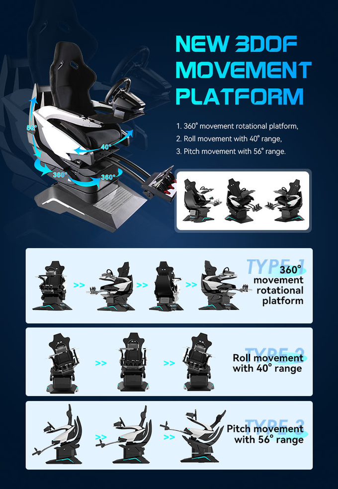 Crazy City VR Racing Simulator Virtual Reality Simulation Rides Driving Motion Race Seat Simulator
