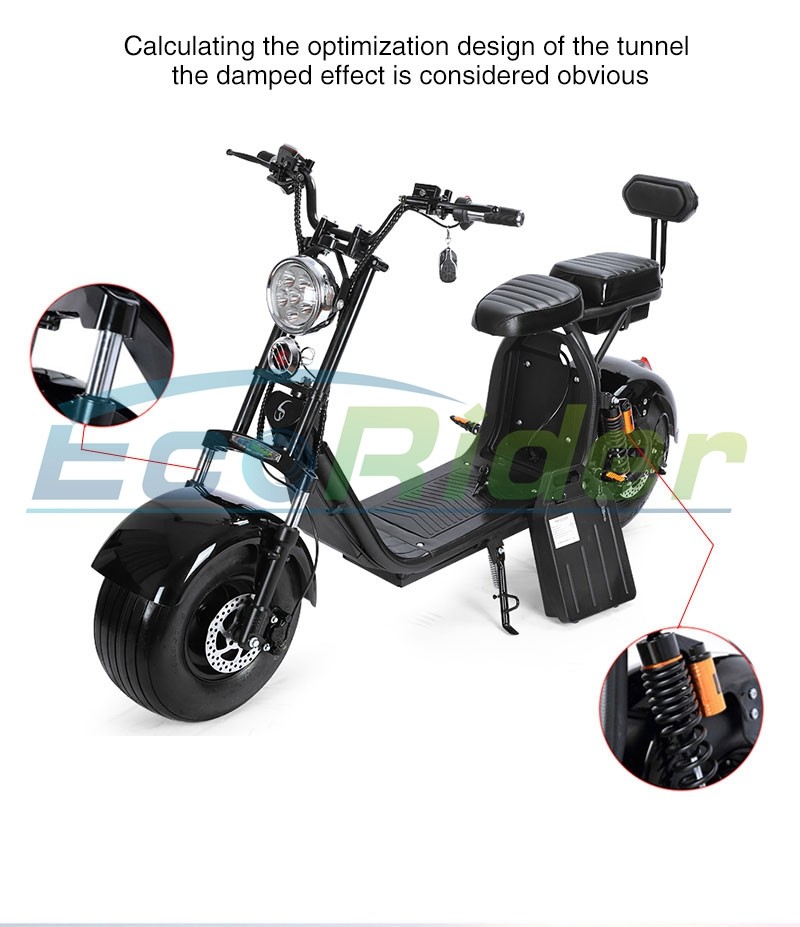 EcoRider 18inch Big Tire 60V 1500w 2 Wheel Electric Harly Scooter With Shock Absorber