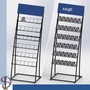 Quality Ceramic Mug display stand / Mult-tiers wire shelf display rack / metal one side floor stand / POP display stand wholesale