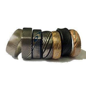 Quality Hypoallergenic Twill Damascus Steel Men's Wedding Ring Rust Resistant wholesale