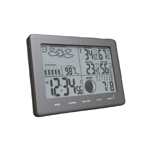 Battery Operated Home Weather System Compact Weather Station With Black Digits