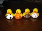 Tiny Assorted Sports Themed Rubber Ducks With Football / Baseball / Basketball