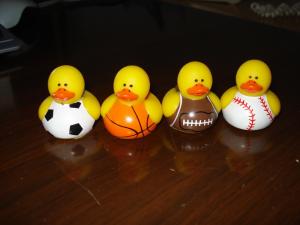 Quality Tiny Assorted Sports Themed Rubber Ducks With Football / Baseball / Basketball Design wholesale