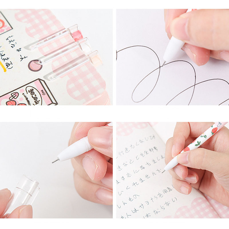 12pcs/box Cute Fruit Gel Pen Set for Student Writing 0.5mm Writing Width Novelty Design