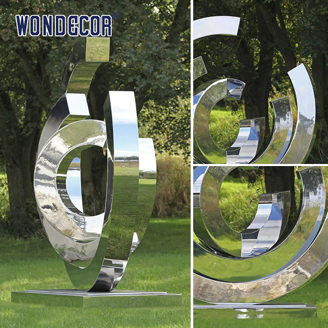 Outdoor Garden Geometric Metal Art Circle Stainless Steel Sculpture