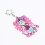 Custom Clear Printed Double Glitter Epoxy Resin Acrylic Charms Keychain for Gift