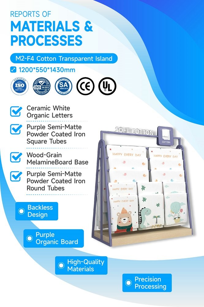 M2-F4 Maternity And Baby Store Transparent Island with Magnetic Signage and Porcelain White Acrylic Letters