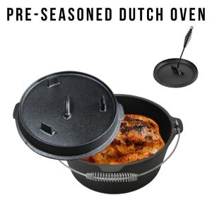 Quality Matt Black Pre Seasoned Cast Iron Camp Oven 2 Quarts Easy Maintain wholesale
