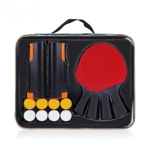 Quality Flexible Net Ping Pong Paddle Set Of 4 Rackets 8 Balls Purewood Edge Protection wholesale