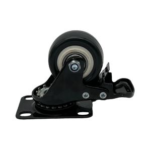 Quality PU Swivel Plate Caster Wheels with brake For Furniture 50MM No Noise Castor wholesale