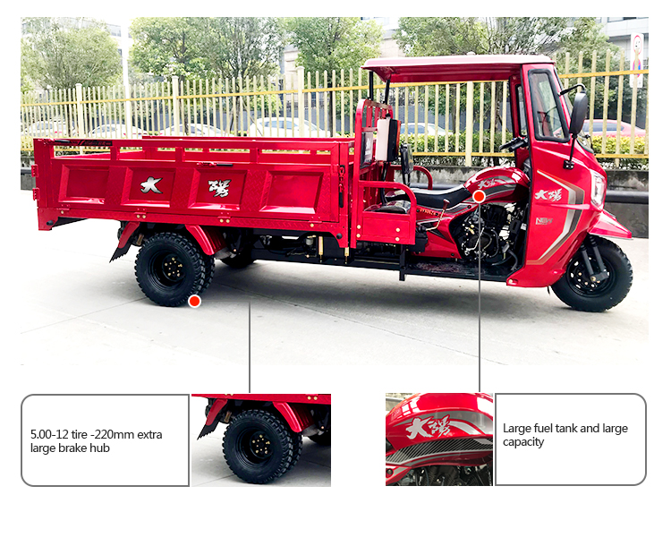 800W 3 Wheels Motorcycle Tricycle with Customized Body Clearance and Hydraulic Power