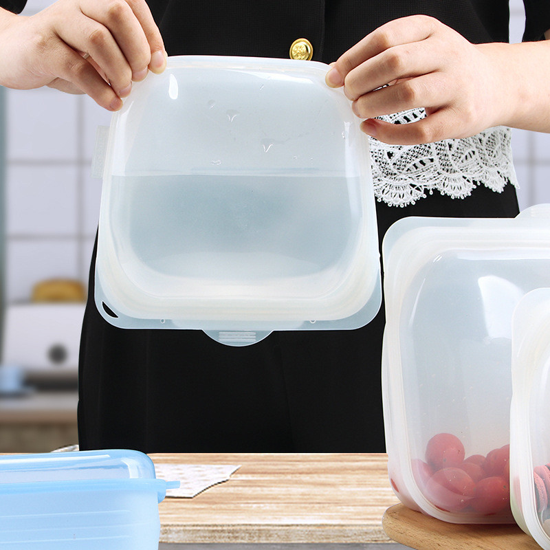 Stand Up Platinum Food Grade Silicone Reusable Storage Bag Leakproof Dishwasher Safe Silicone Lunch Box StorageContainer