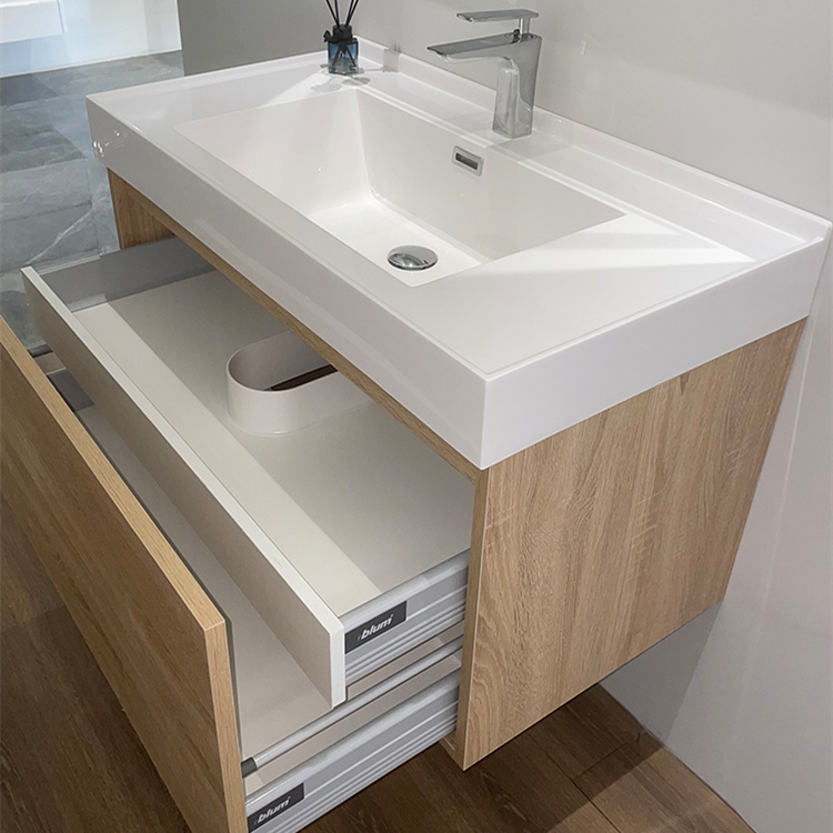 Modern Design Blue Wash Basin Bathroom Cabinet with Quartz Stone Countertop from Direct