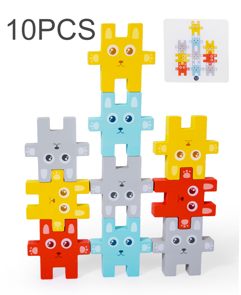 Children Montessori Animal Stacking Blocks Toys Rabbit Jenga Balancing Games
