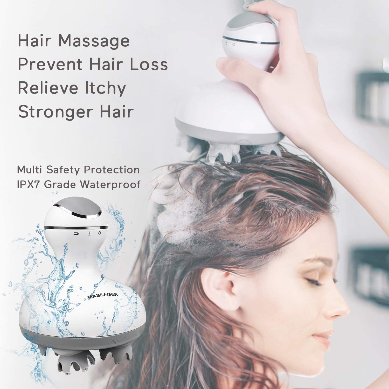 Hair Electric Head Scalp Massager USB Charging IPX7 Waterproof