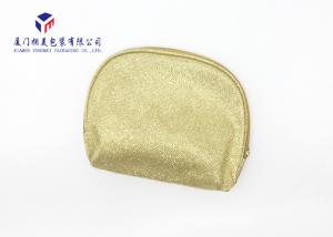 Quality Gold Embossed Fabric Makeup Bag With Super Clear Soft PVC Window On Front Side wholesale