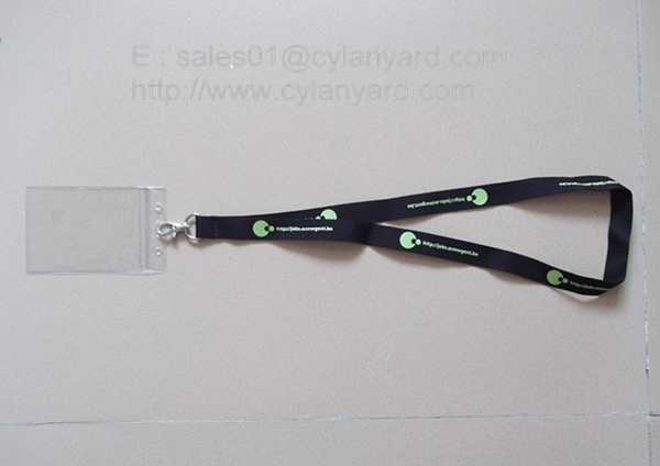 Small wholesale custom polyester neck ribbon with plastic badge pouch