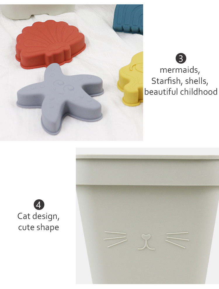 Wholesales Silicone Baby Toy Bucket Set Beach Toy Children Sand Playing Mold Shower Beach Bucket Toy