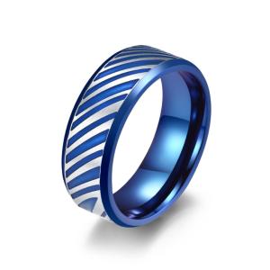 Quality Classic Fashion Men's Rings Blue Plated Hip Hop Punk Stainless Steel Chain Ring Jewelry wholesale