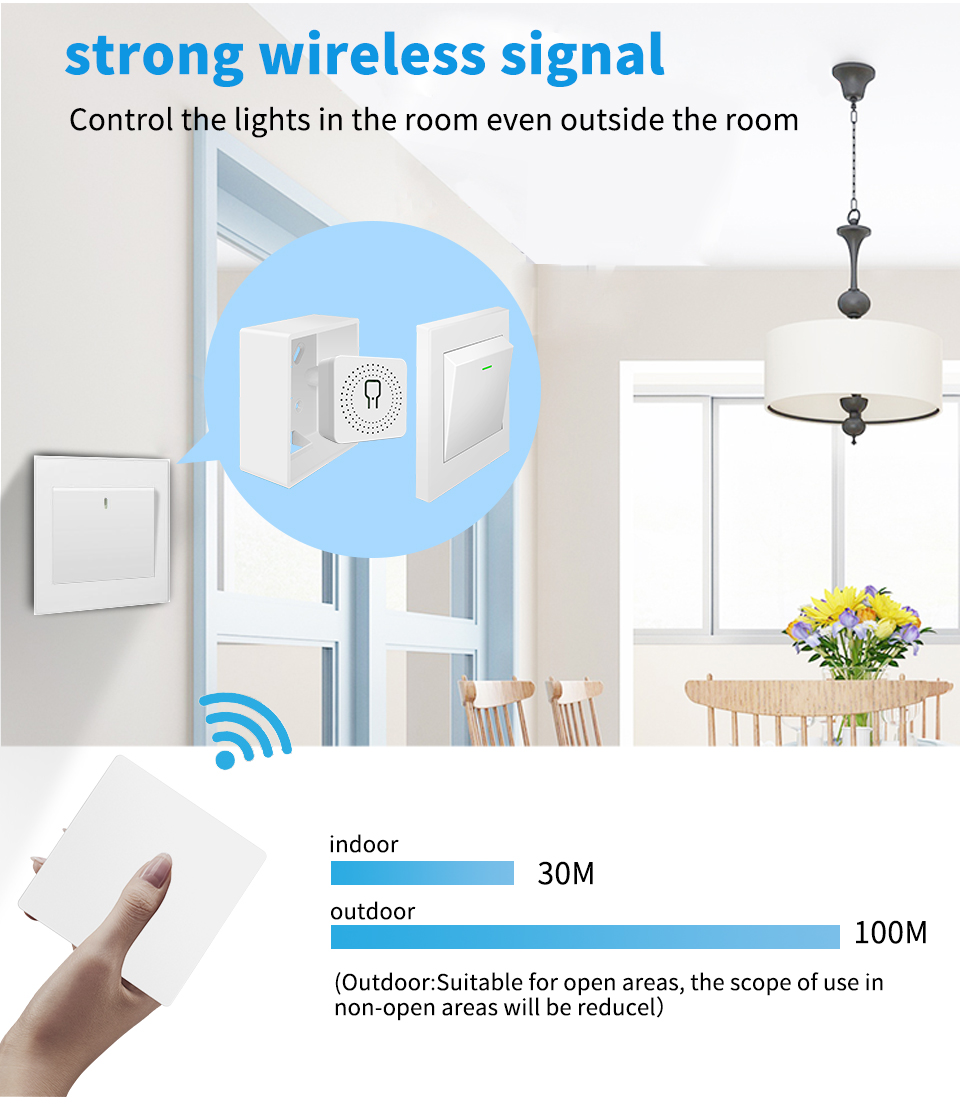 16A 433Mhz Wireless Kinetic Energy Switch 2 Way Push Button Waterproof Light Switch