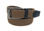 Brown Mens Leather Trimming Braided Stretch Belts Zinc Alloy Buckle