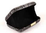 Black Textured Ladies Leather Clutch Bags Made In Faux Snake Skin Leather