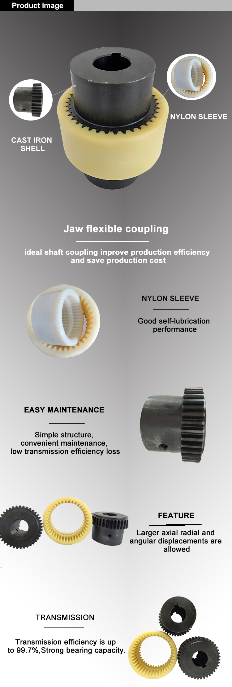 Steel Drum Shape Nylon Sleeve Flexible Gear Coupling TGL1 TGL2 TGL3 TCL4 TGL5 TGL6