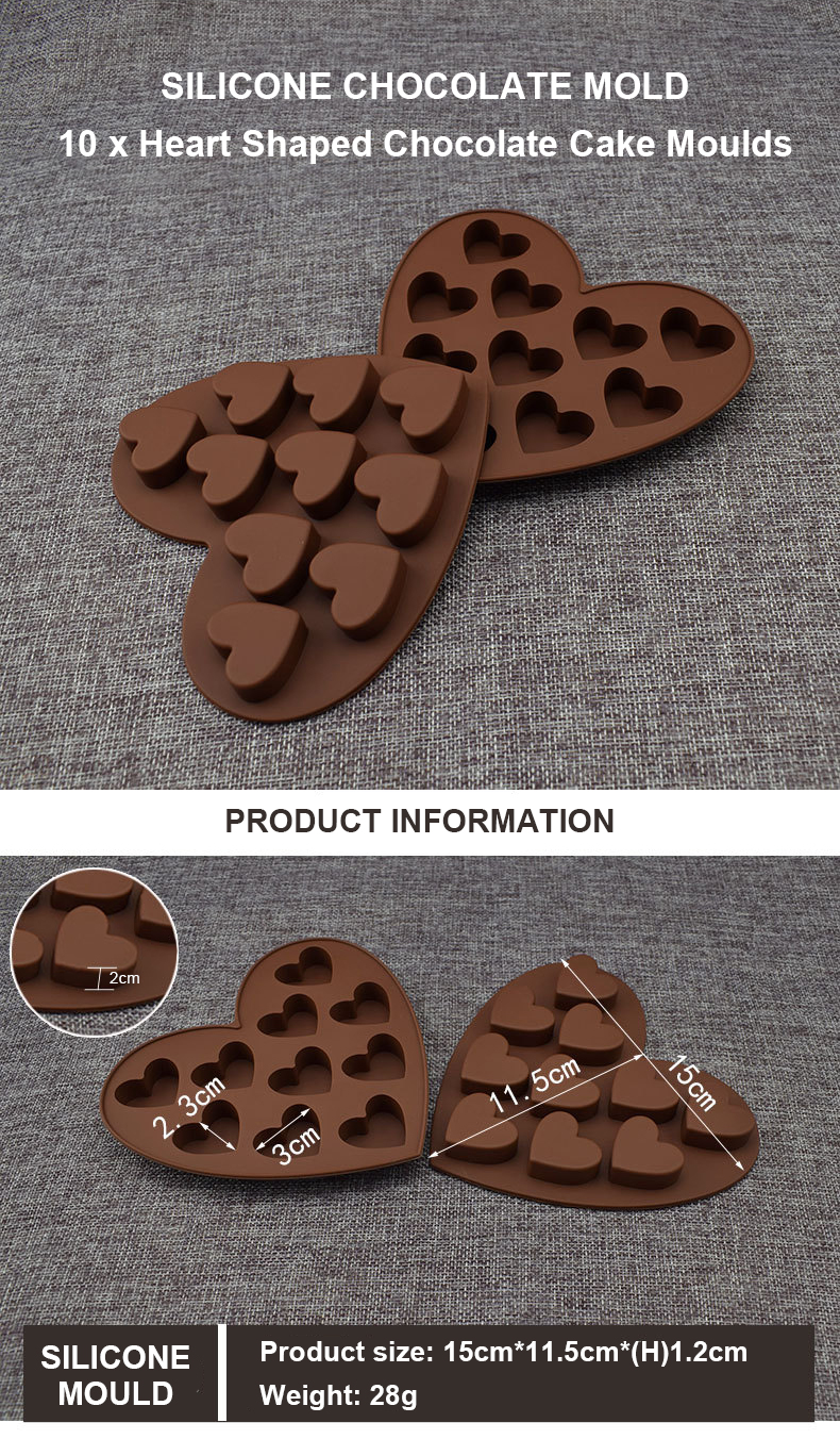 Multi Shaped 128g 10 Cavities Silicone Chocolate Molds