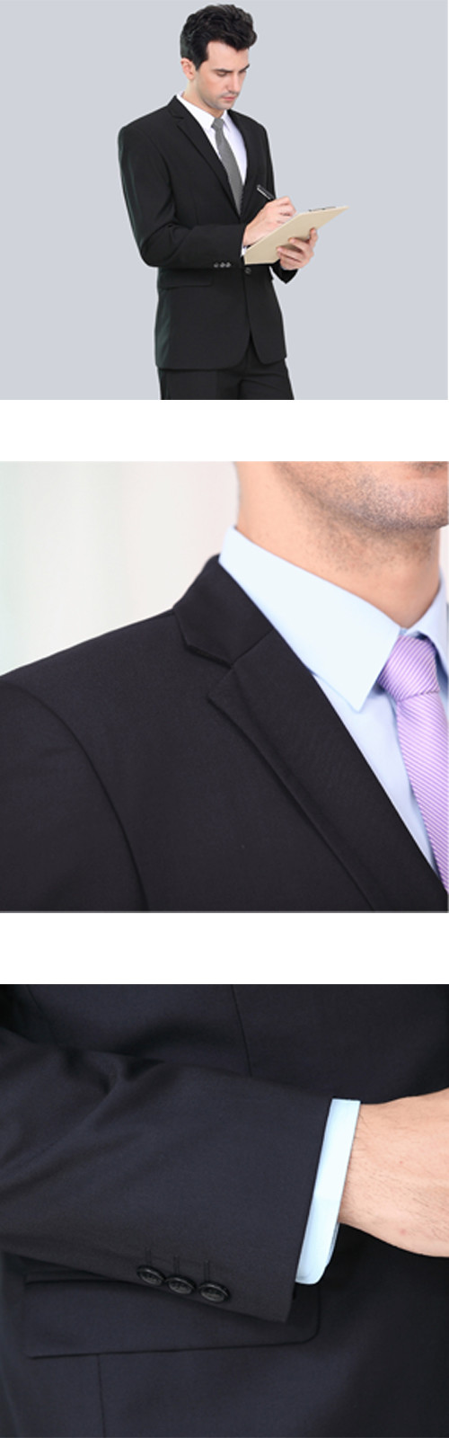 65% Polyester Balck Color Business Suit For Men And Women With Two Buckles