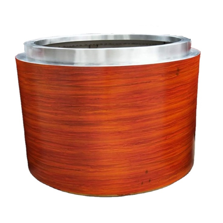 Wood surface metal modern round shape flower pot planter indoor