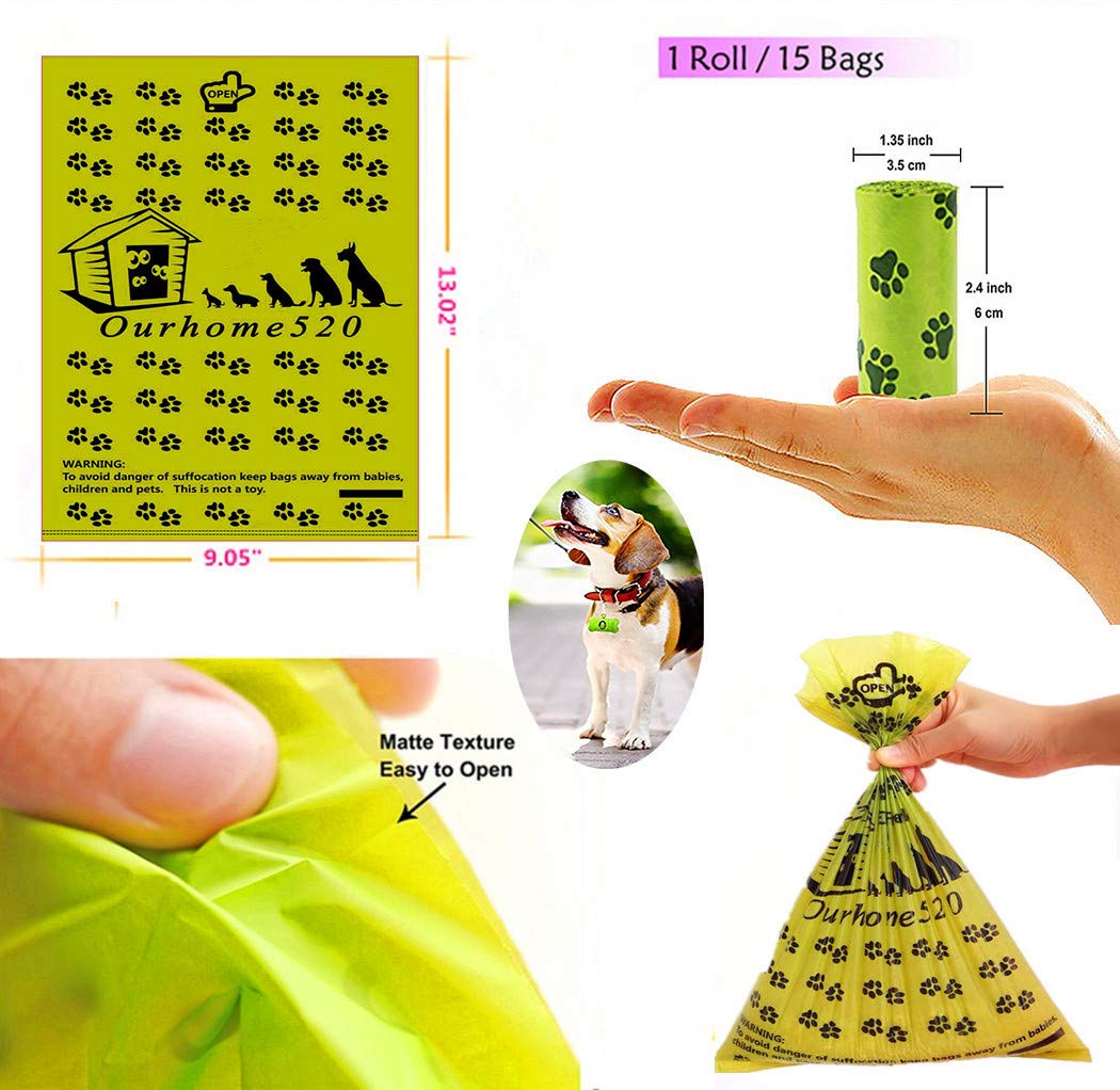 Matte Texture Biodegradable Dog Poop Bags Unscented Printed For Walking The Dog