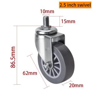 Quality 62mm 2.5 Inch Mini Caster Wheels 35kg Threaded TPU Casters wholesale