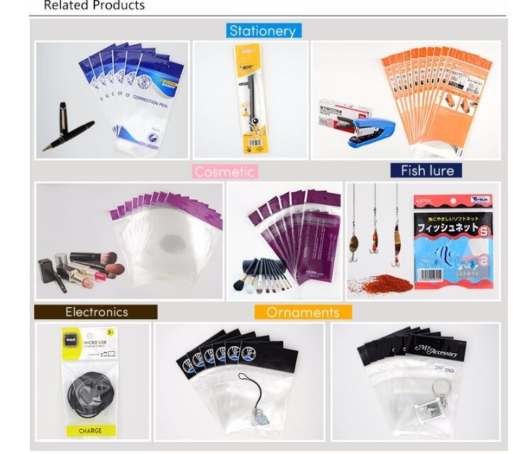 custom logo printed opp self-sealing plastic bags for Brush packing with Header and hanger