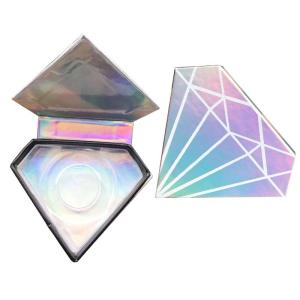 Quality Recyclable UV Printing Diamond Shape Eyelash Box With Holographic Finish wholesale