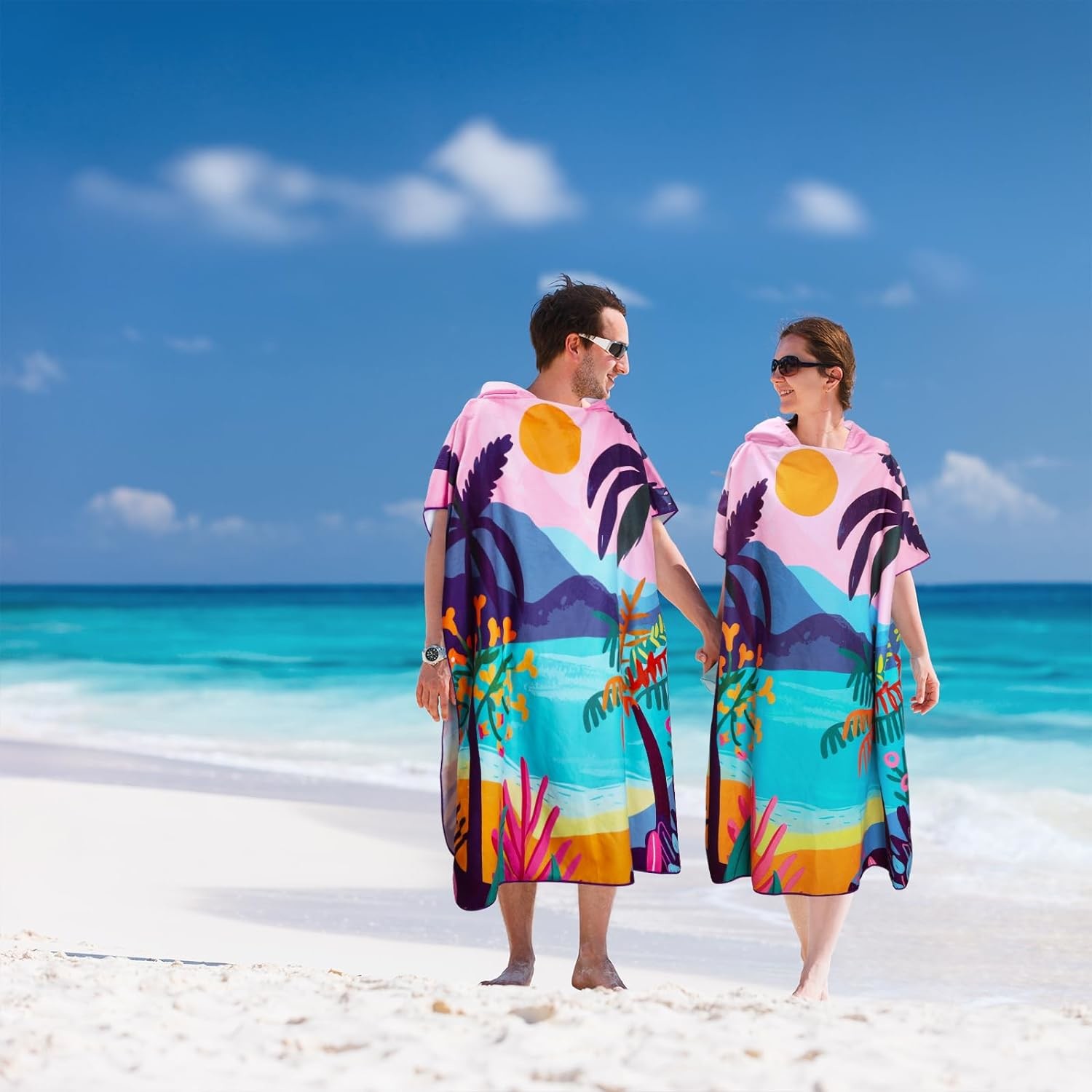 Lightweight Microfiber Poncho Towel In Vibrant Colors For Adult Summer Comfort
