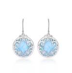 Cabochon S925 Blue Larimar Silver Jewelry Butterfly Drop Earrings