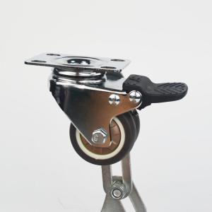 Quality 2 Inch TPR Double Wheel Castors With Brakes Soft Wheel Brown Rubber Furniture Castors wholesale