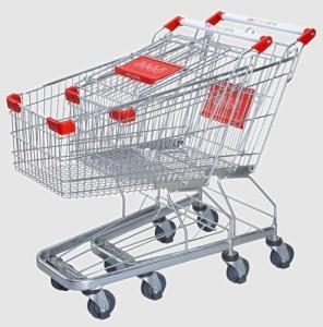Quality Supermarket Steel Wire Shopping Trolley Cart With 4&quot; PU Wheels wholesale