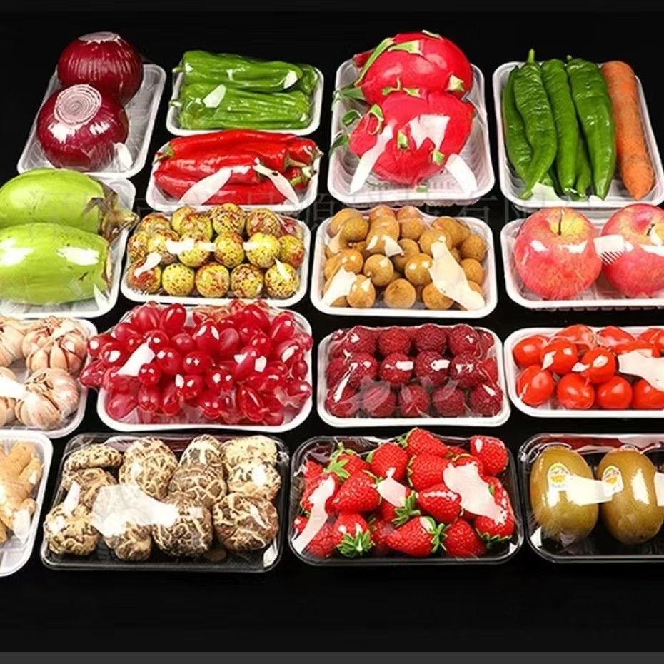 Customized Blister Frozen Food Tray Black Disposable Meat Trays Rectangular