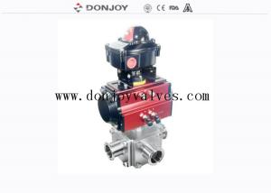 Quality Three Way 10Bar PTFE Gasket DN40 Pneumatic Ball Valve wholesale