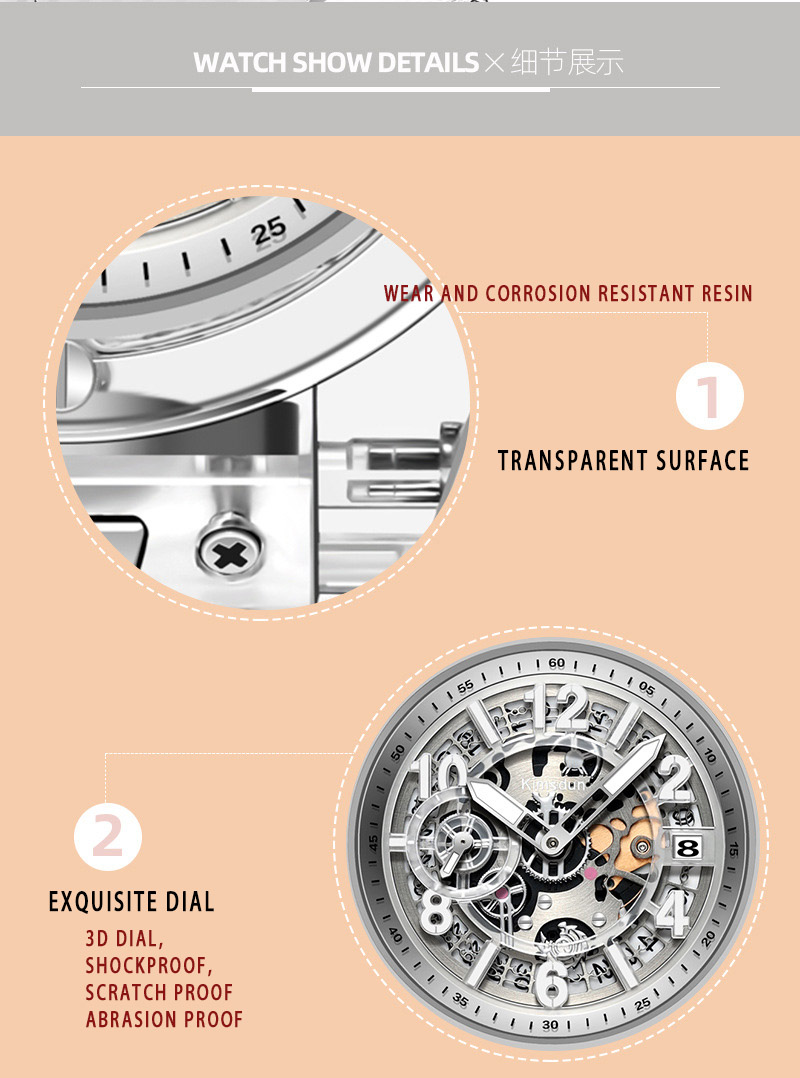 Details of Japanese movement crystal watch 9