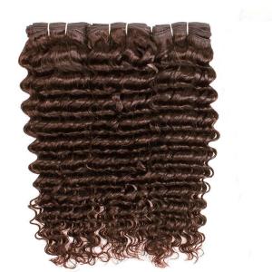 Quality #4 Medium Brown Deep Wave Remy Human Hair Bundles Sew In Weave Bundles Brazilian Bundle Deals wholesale
