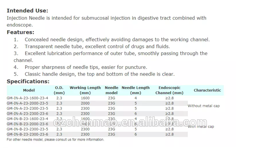 Disposable Injection Needle For Endoscope with CE certificate