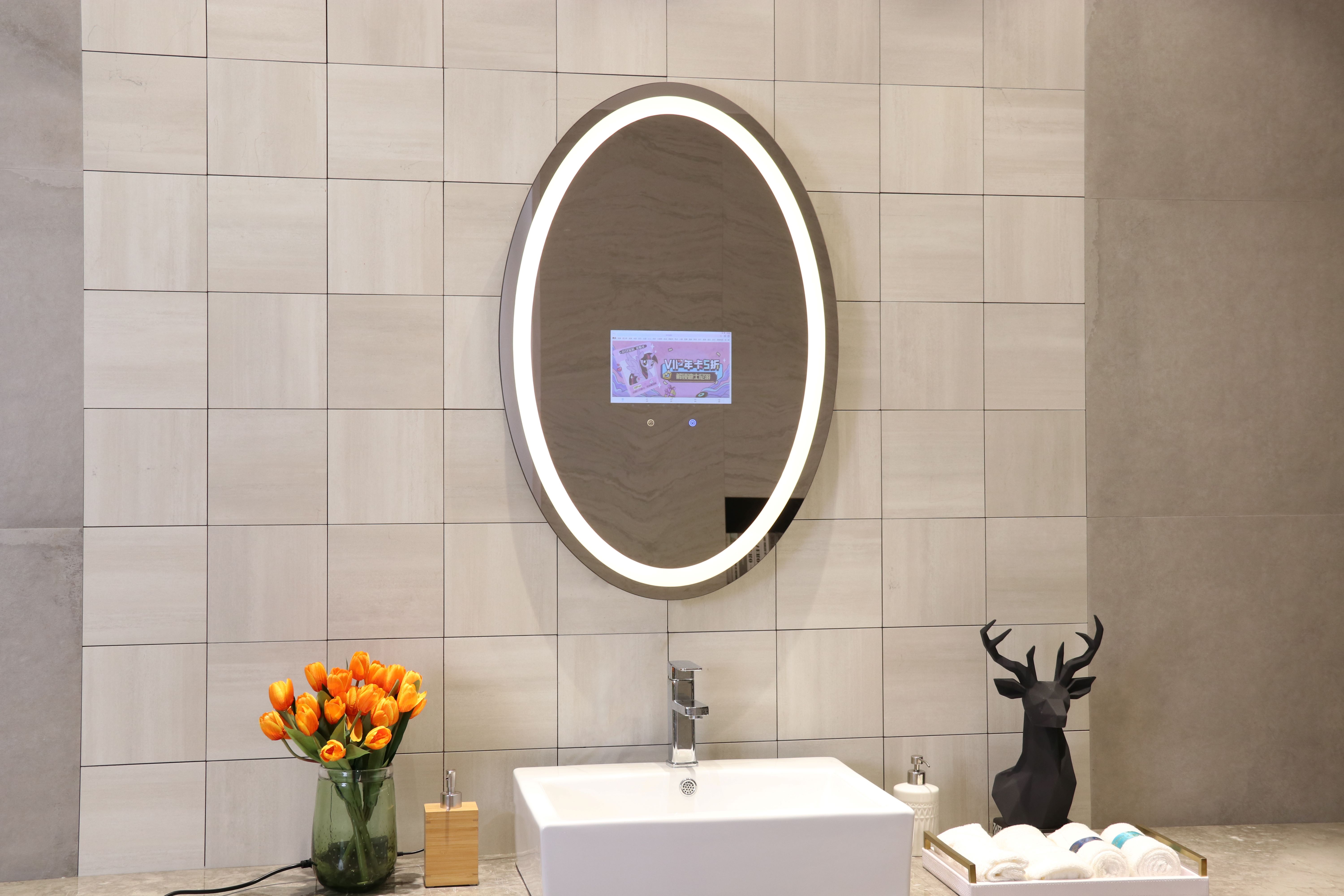 Bluetooth Speaker Lighted Mirror Waterproof TV Mirror With Built In TV