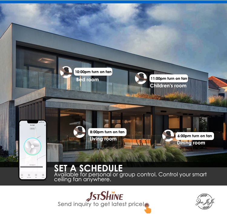 3-Blade Wooden Ceiling Fan with Smart Remote Control and App-Controlled Flush Mount