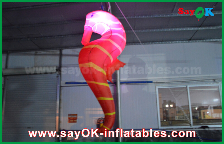 CE Inflatable Lighting Decoration , Custom Inflatable Red Sea Horse For Exhibition