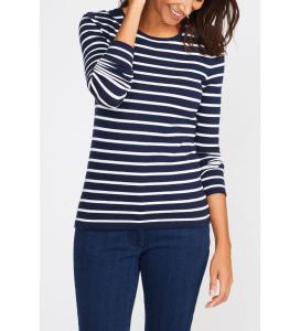 Quality WOMEN'S 54% COTTON/44% MODAL/2% SPANDEX PULLER KNITTED STRIPE SWEATER wholesale